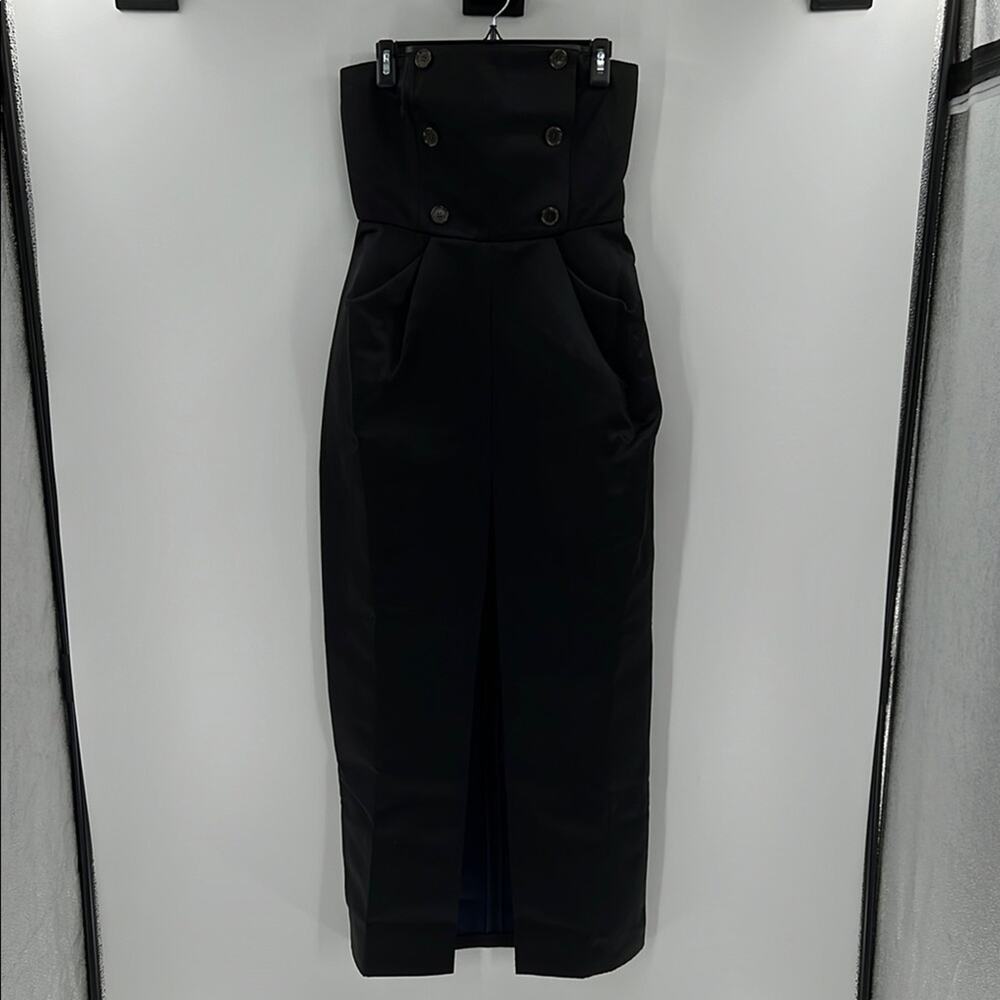 Christopher John Rogers X J.Crew sculpted dress in duchesse satin - Black - 4